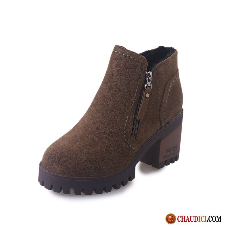 Bottes D Hiver Pour Femmes Délavé En Daim Épais Bottes Tendance Bottes Martin