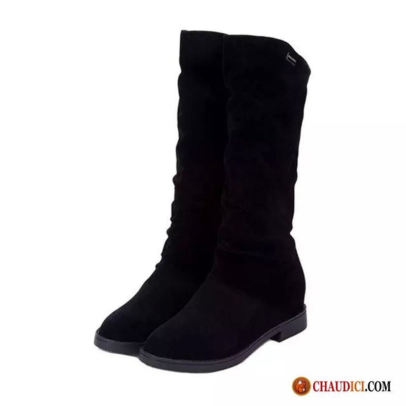 Bottes De Chaussure Femme Plates L'automne Haute Longue Angleterre Pas Cher