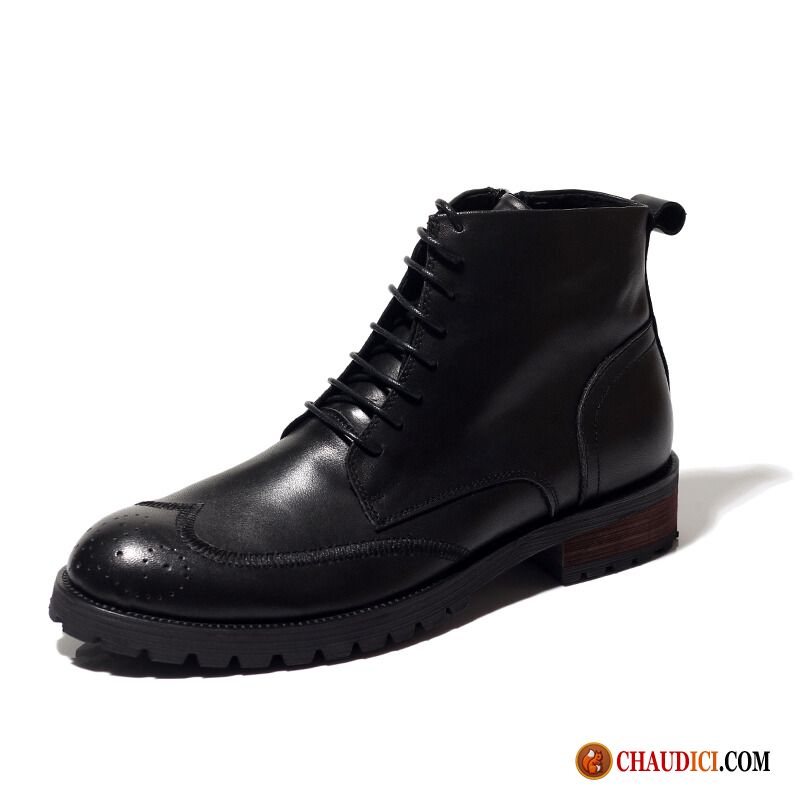 Bottes En Cuir Pour Homme Homme Bottes Martin Rétro Décontractée Angleterre Soldes