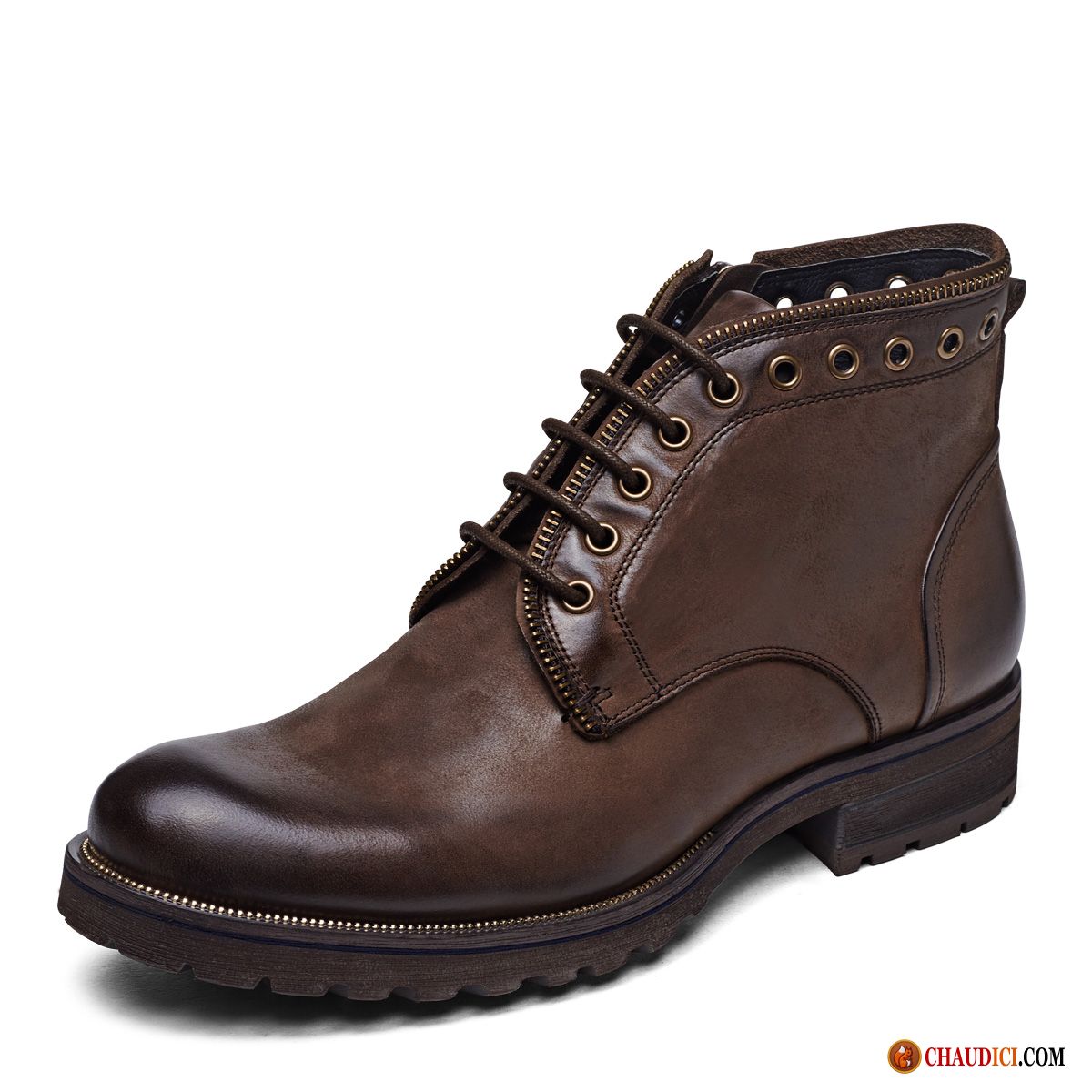 Bottes Fourrées Homme Bronzer Bottes Martin Cuir Décontractée Angleterre Homme Pas Cher