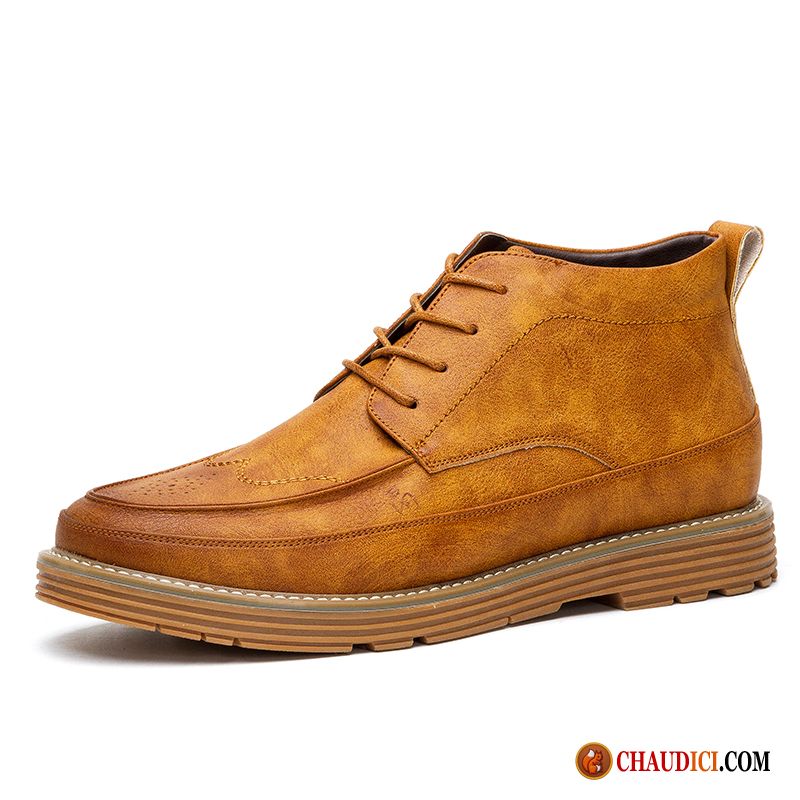 Bottes Homme Cuir Bleu Homme Angleterre Derbies Décontractée Chaussures De Skate Pas Cher