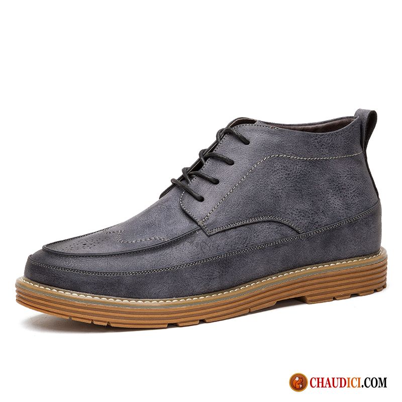 Bottes Homme Cuir Bleu Homme Angleterre Derbies Décontractée Chaussures De Skate Pas Cher