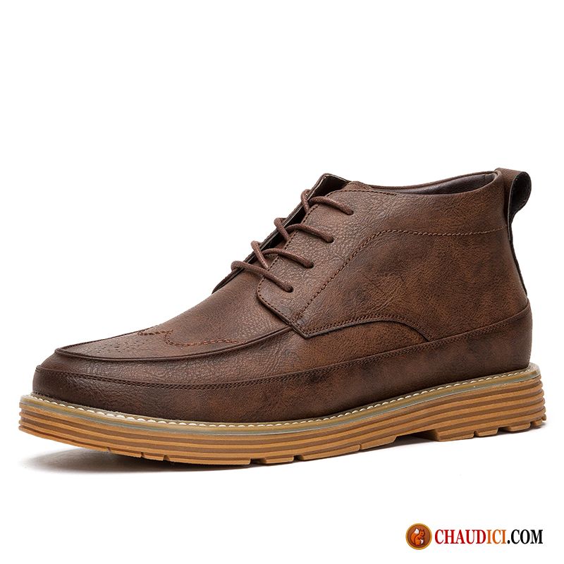 Bottes Homme Cuir Bleu Homme Angleterre Derbies Décontractée Chaussures De Skate Pas Cher