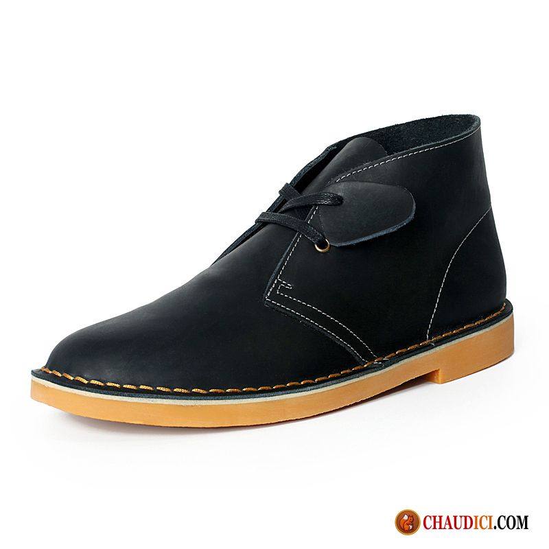 Bottes Homme En Solde Gris Angleterre Chaussures De Travail Cuir Véritable Désert Bottes Courtes Pas Cher