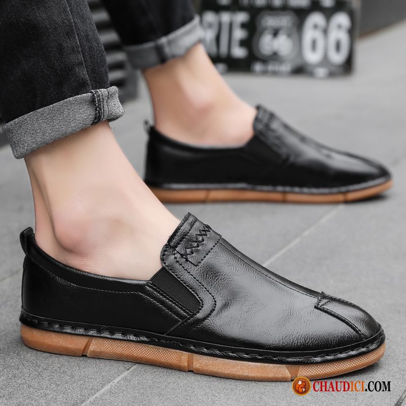 Bottes Homme Pas Cher En Cuir Noir Respirant Tous Les Assortis Tendance Derbies