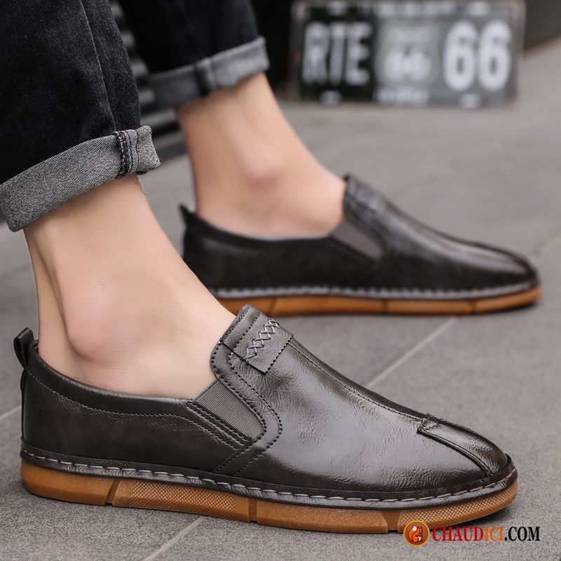 Bottes Homme Pas Cher En Cuir Noir Respirant Tous Les Assortis Tendance Derbies