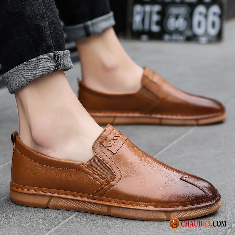 Bottes Homme Pas Cher En Cuir Noir Respirant Tous Les Assortis Tendance Derbies