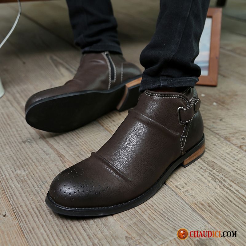 Bottes Homme Pour Homme Décontractée Mode En Cuir Hautes Bottes Courtes