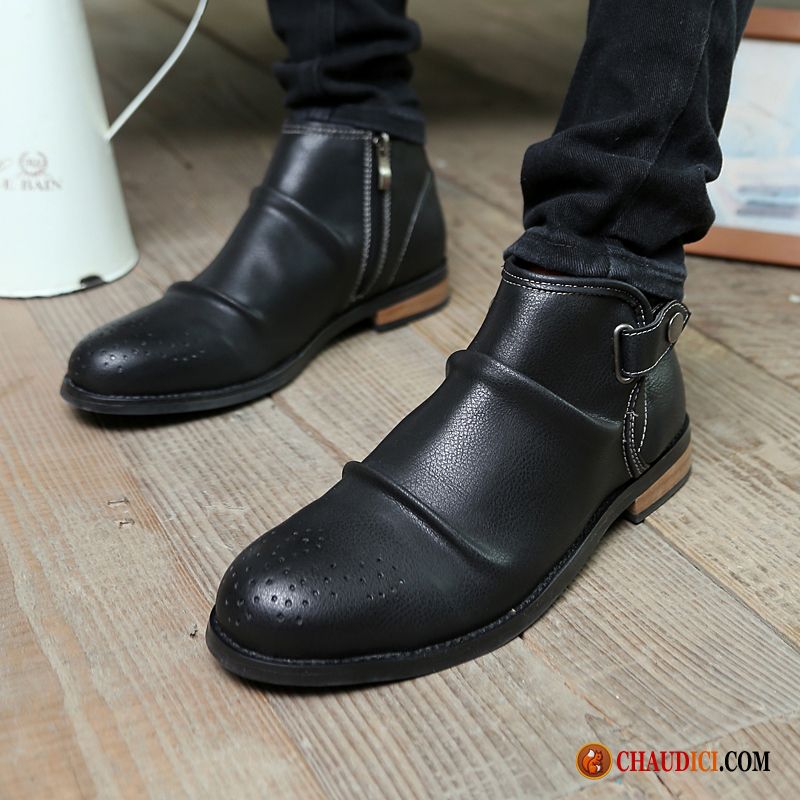 Bottes Homme Pour Homme Décontractée Mode En Cuir Hautes Bottes Courtes