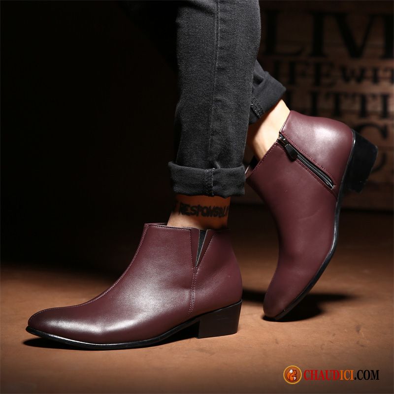 Bottes Homme Pour Homme Lilas L'automne Pointe Pointue Angleterre Bottes Martin Tendance