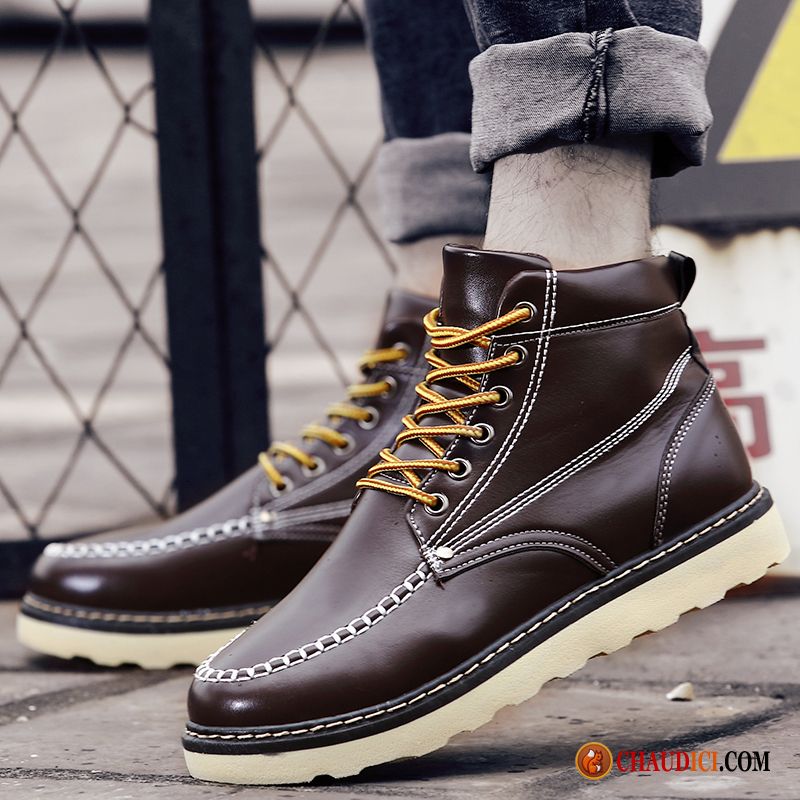 Bottes Homme Stylé Semelle Épaisse Décontractée Chaussures De Skate Tous Les Assortis Bottes En Vente