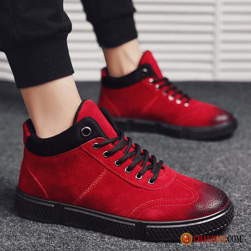 Bottes Montant Homme Cuir Homme Rouge Tendance Mesh Chaussures De Skate