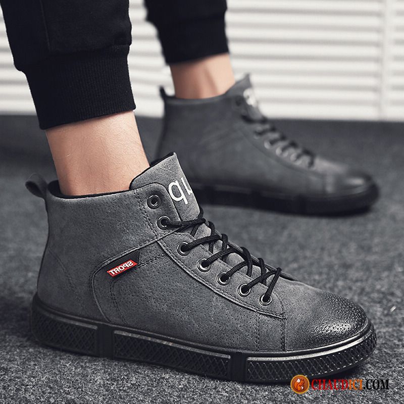 Bottes Montant Homme Cuir Homme Rouge Tendance Mesh Chaussures De Skate