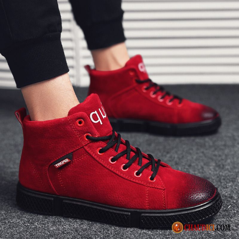 Bottes Montant Homme Cuir Homme Rouge Tendance Mesh Chaussures De Skate