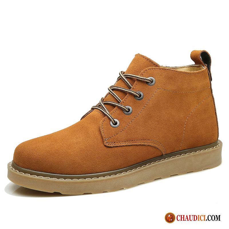 Bottes Montante Homme Cuir Pensée Désert Tendance Angleterre Bottes Bureau Pas Cher