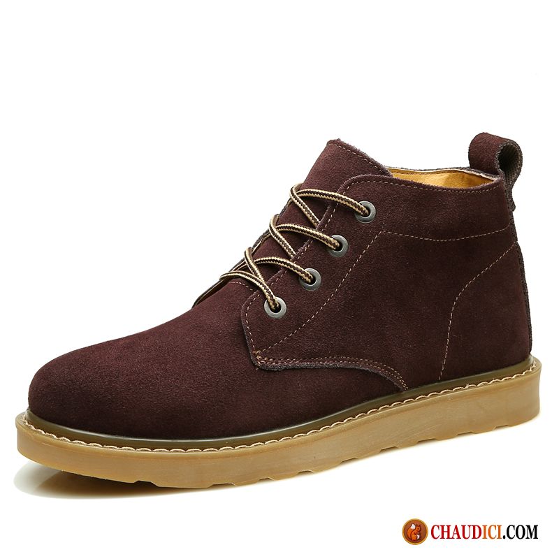 Bottes Montante Homme Cuir Pensée Désert Tendance Angleterre Bottes Bureau Pas Cher