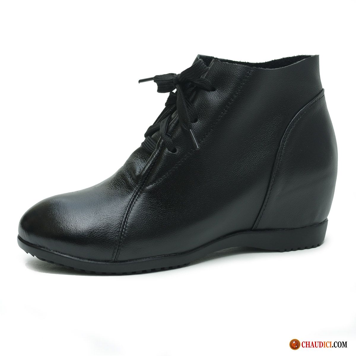 Bottes Noires Cuir Saumon L'automne Simple Printemps Talons Compensés Derbies Pas Cher