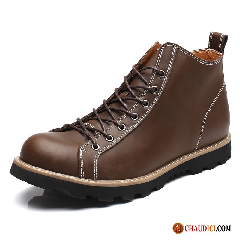 Bottes Pour Homme Pas Cher Décontractée Homme En Cuir Bottes Courtes L'automne Soldes