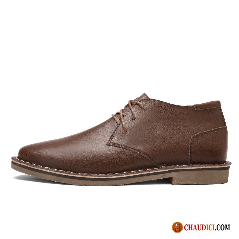 Bottine Homme Marron Laçage Derbies Bottes Martin Cuir Véritable Décontractée