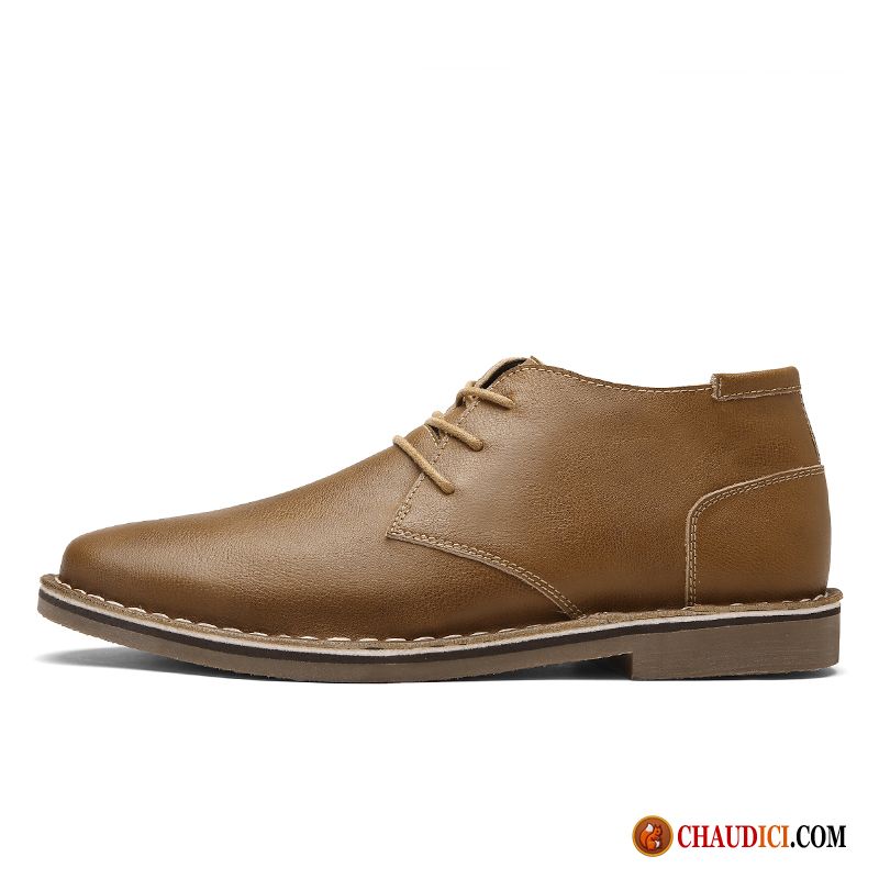 Bottine Homme Marron Laçage Derbies Bottes Martin Cuir Véritable Décontractée