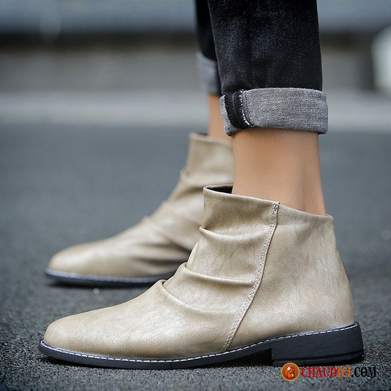 Bottine Homme Tendance Tendance Décontractée Bottes Rétro Bottes Courtes Pas Cher