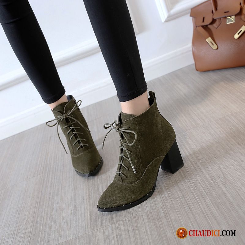 Bottines Femme Beige Clair Rosybrown Plus De Velours Femme Talons Hauts Tous Les Assortis Hiver En Vente