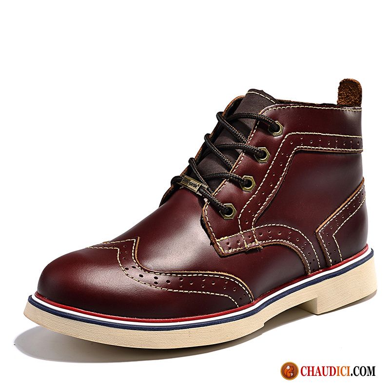 Bottines Homme En Daim Saumon Bottes Tendance Rétro Bottes Martin Cuir Véritable