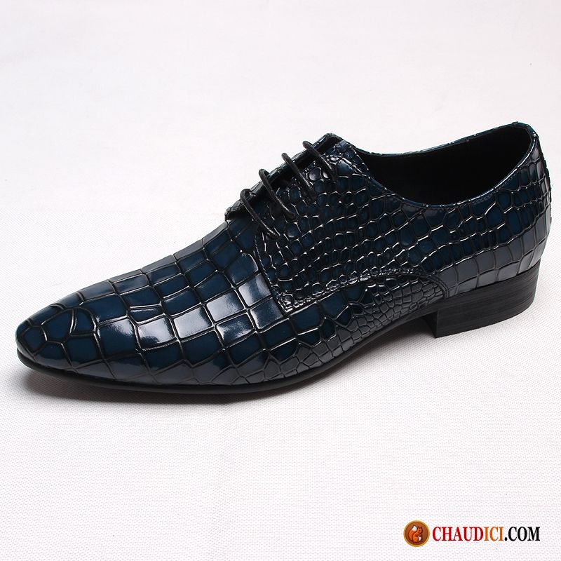 Bottines Homme Talon Plat Derbies Pointe Pointue Bleu Tendance Costume Formel En Vente