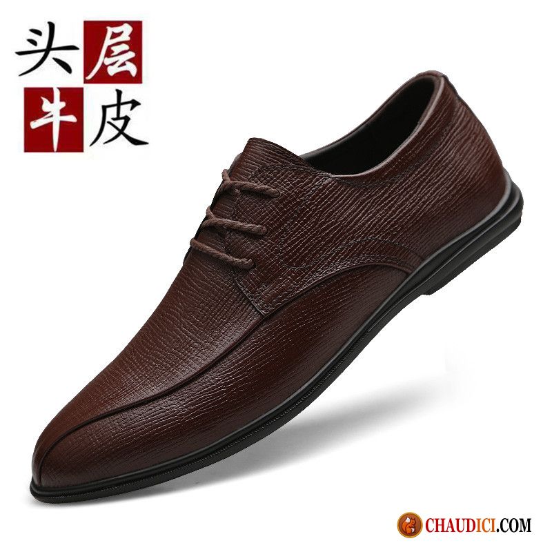 Bottines Hommes Noires Brun En Cuir Cuir Véritable Derbies Entreprise Costume Formel Pas Cher