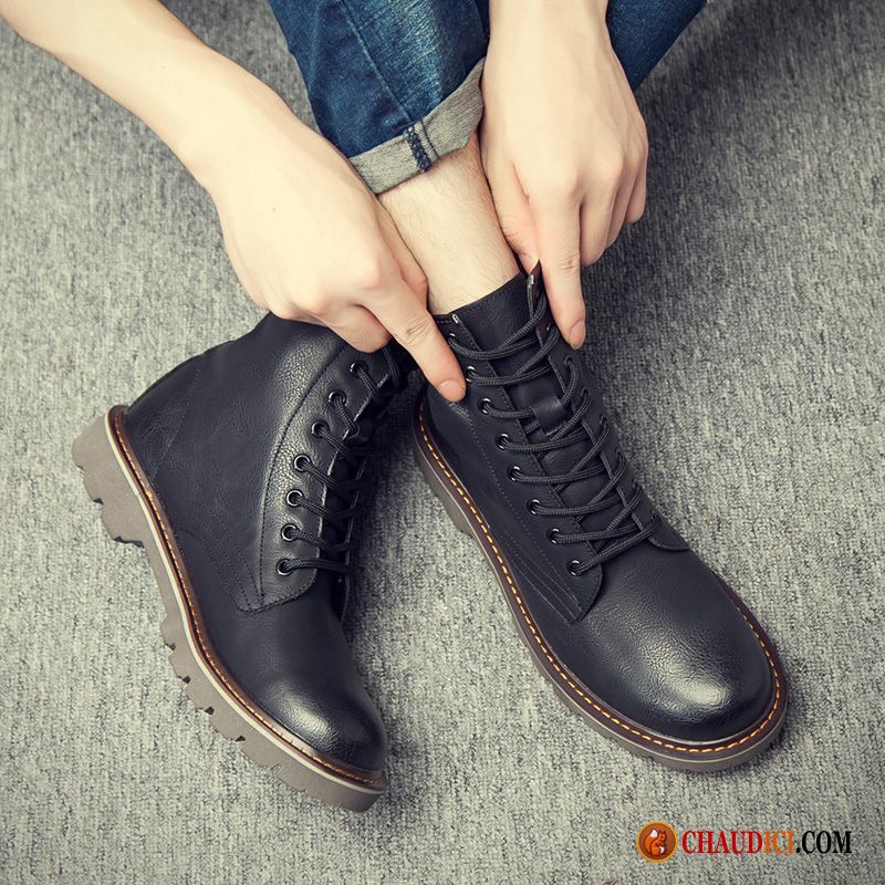 Bottines Motardes Homme Rétro Tendance Homme Hautes Angleterre Pas Cher