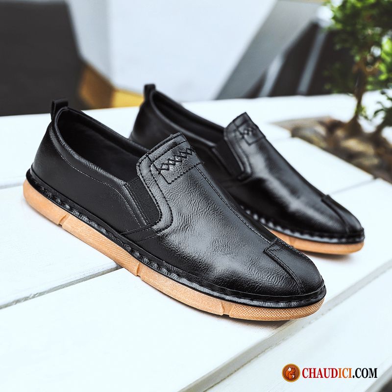 Bottines Noir A Talon Été Slip-on Homme Décontractée Noir Pas Cher