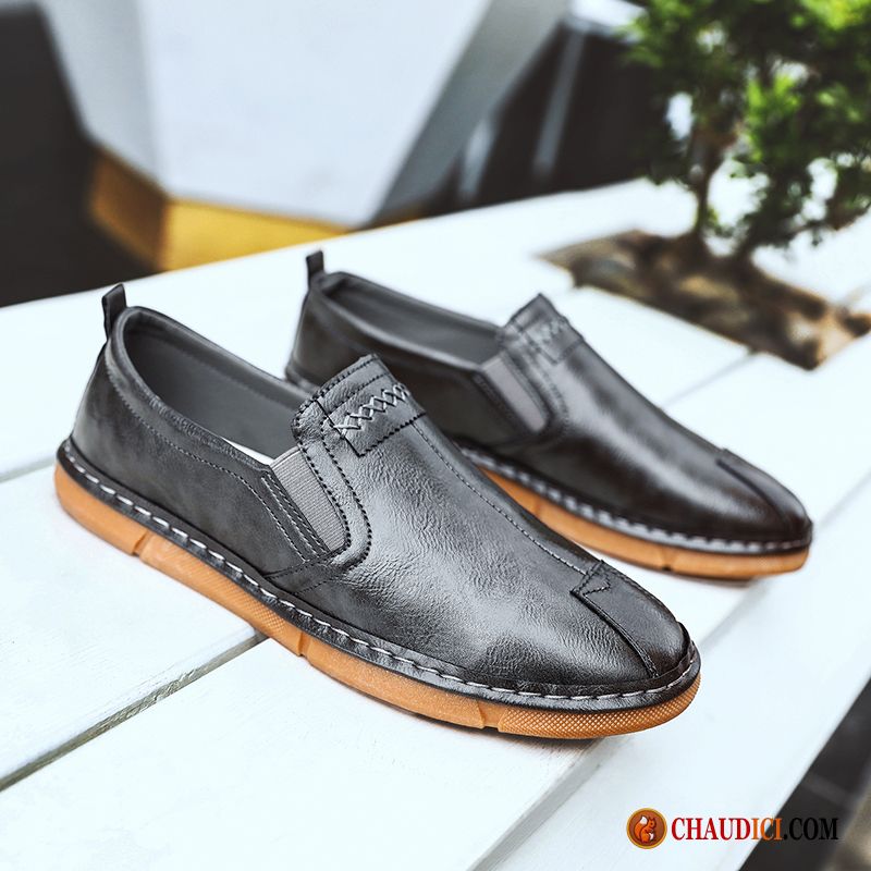 Bottines Noir A Talon Été Slip-on Homme Décontractée Noir Pas Cher