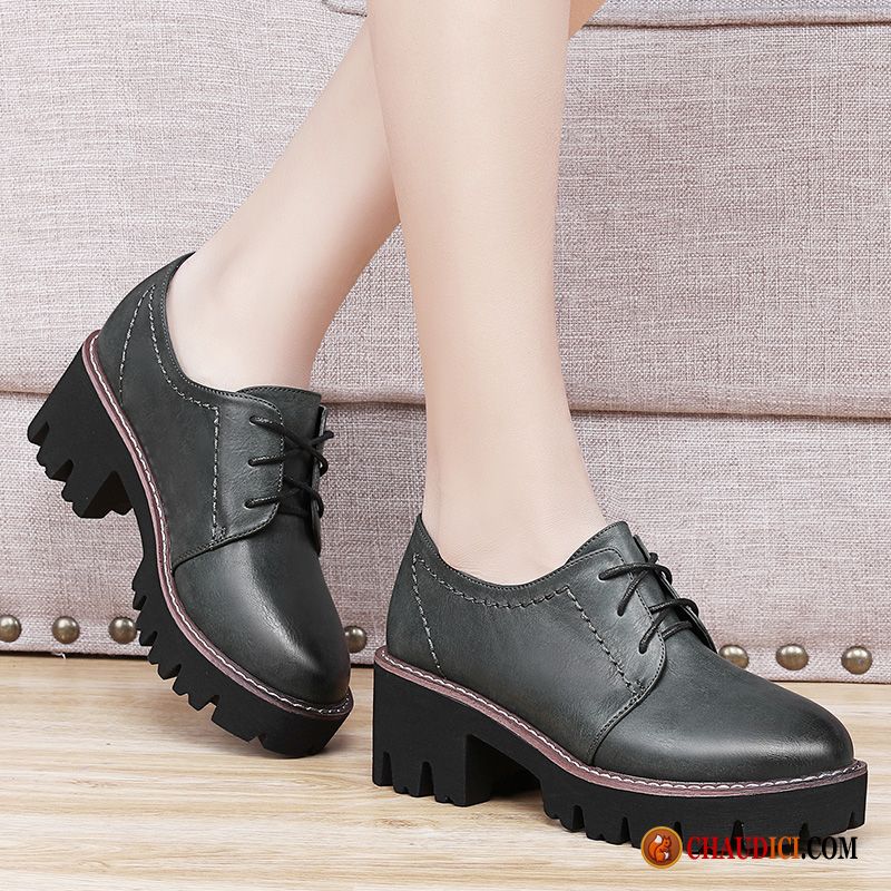 Bottines Noires Plates Femme Femme Escarpins Décontractée Derbies Printemps