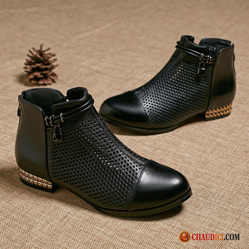 Bottines Noires Soldes Bottes Mesh Rome Derbies Cuir Véritable