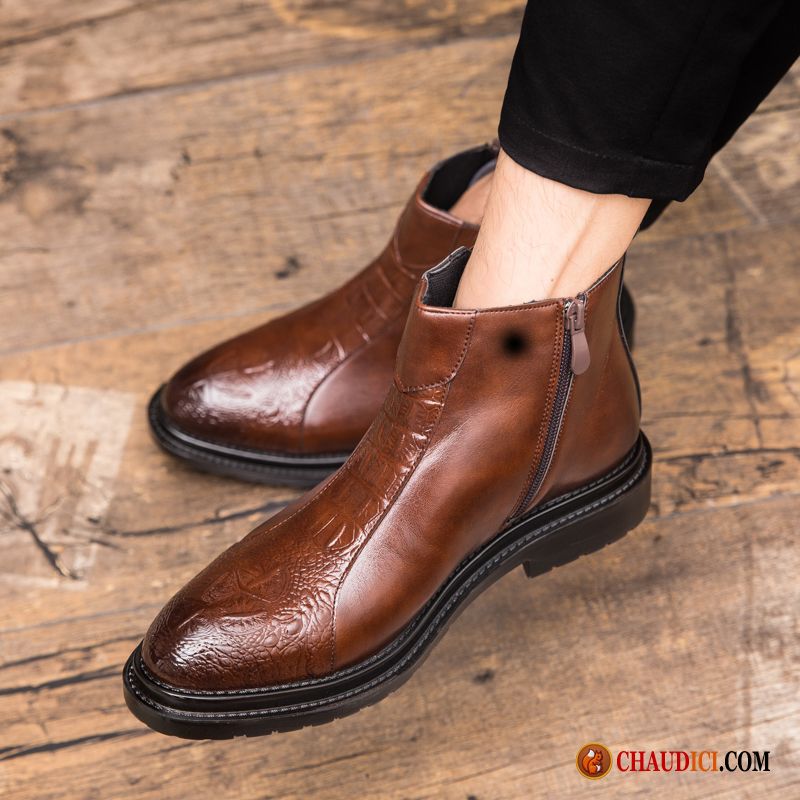 Bottines À Lacets Homme Brun Homme Derbies Plus De Velours Marron Chaussures En Coton Soldes