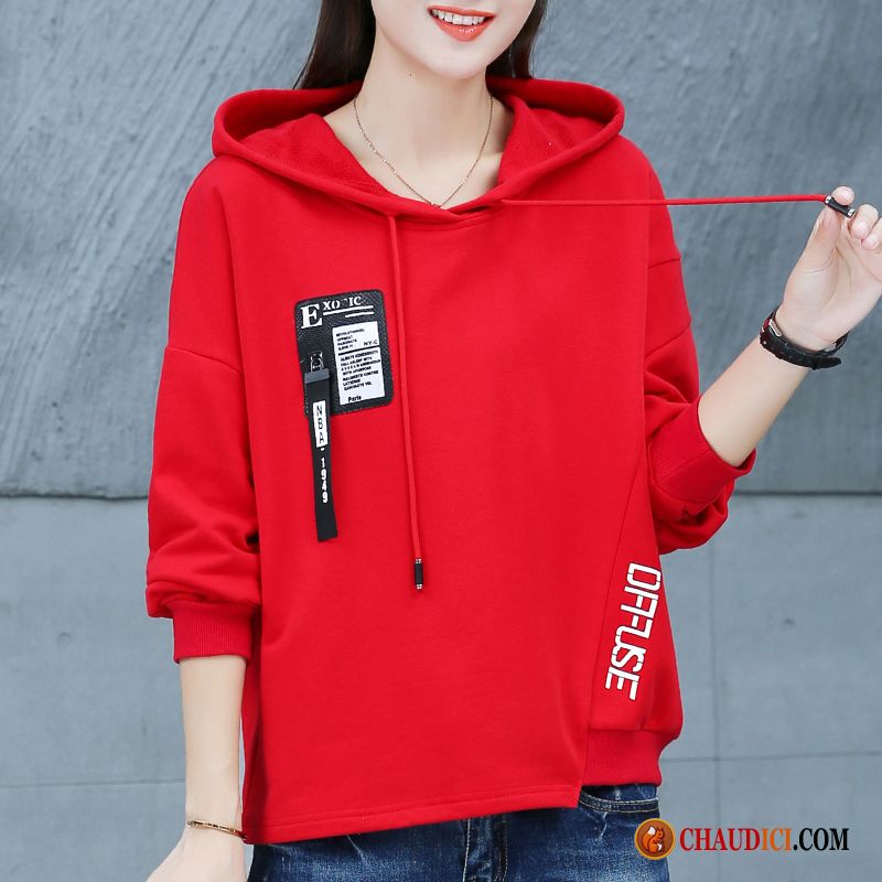 Cardigan Femme Rouge Baggy L'automne Printemps Tendance Manteau