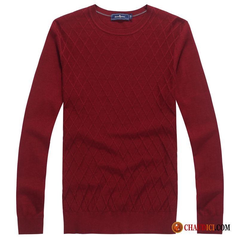 Cardigan Homme Rouge Pull Printemps Mince Col Rond Tricots En Maille Pas Cher