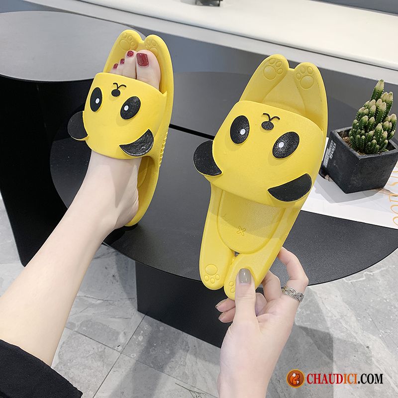 Chaussons Blanches Femme Dessin Animé Femme Mode Jaune Charmant En Vente