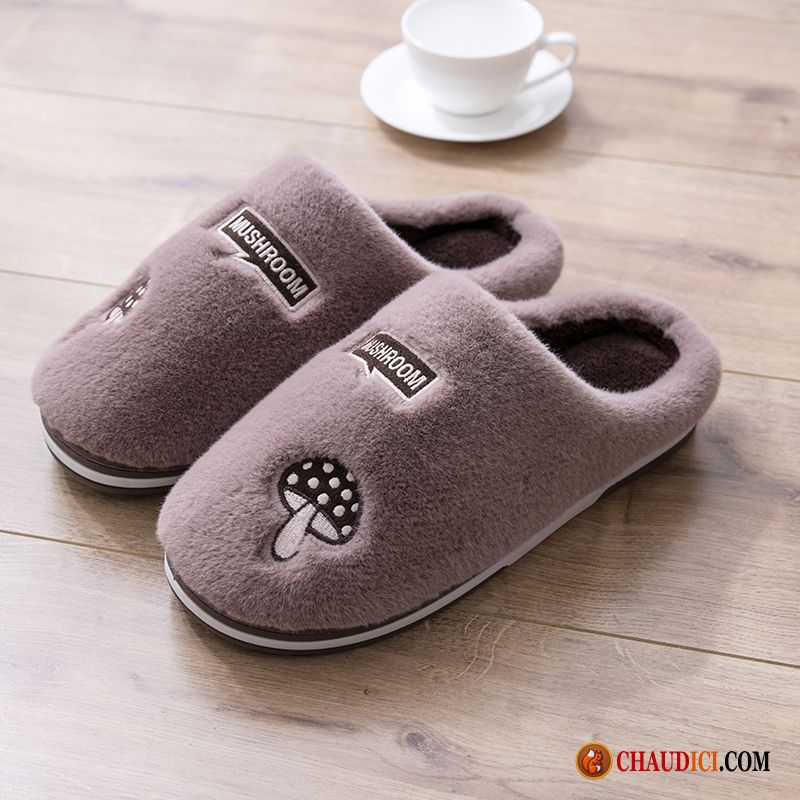 Chaussons Homme Cuir Hiver Homme Fantaisie Intérieur Marron France