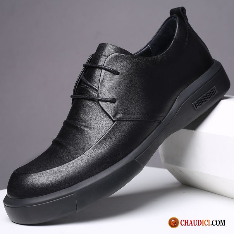 Chaussure A Talon Noir Derbies Cuir Véritable Noir Tous Les Assortis Creux Guipure Pas Cher