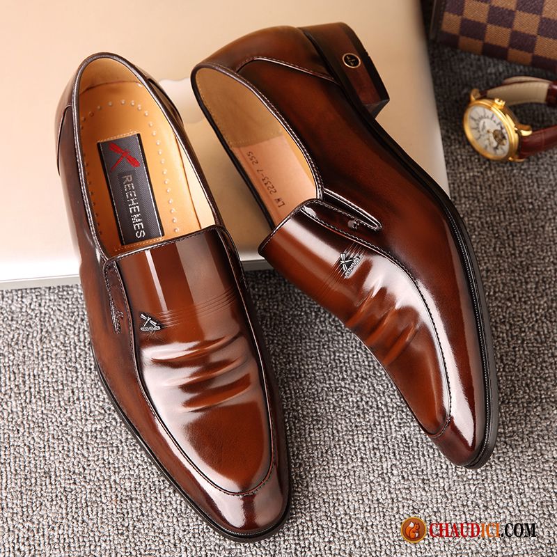 Chaussure A Talon Noir Derbies Entreprise Homme Cuir Véritable Angleterre Pas Cher