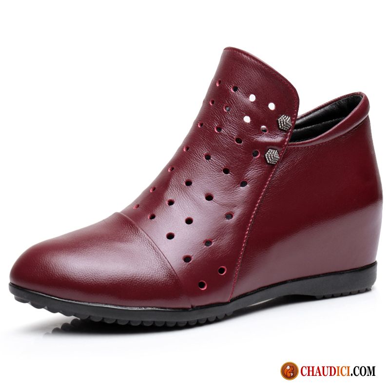 Chaussure Cuir Femme Grande Taille Sarcelle Augmenté L'automne Hiver Talons Compensés Femme Pas Cher