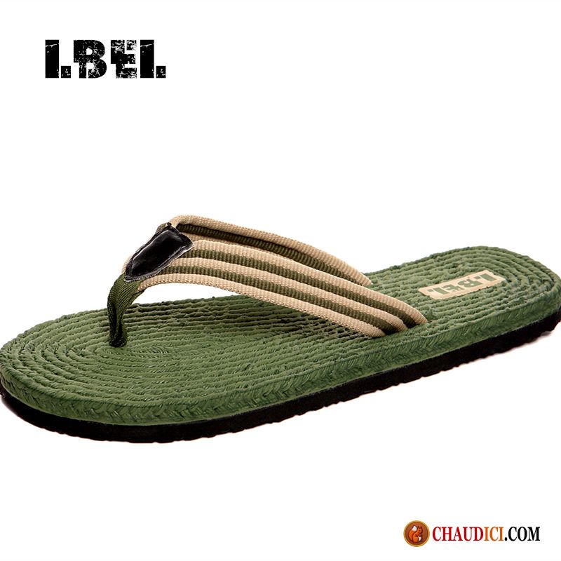 Chaussure De Tongs Homme Solde Vert Étudiant Antidérapant Plage Personnalité En Vente