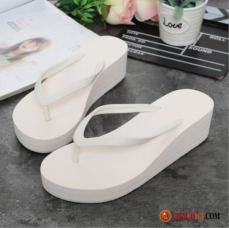 Chaussure Femme Magasin Doux Femme Blanc Semelle Épaisse Tongs Chaussons Pas Cher