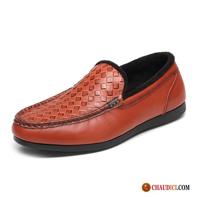 Chaussure Mocassin Homme Pas Cher Mode Cuir Véritable Mocassins Rouge Chaussures En Coton