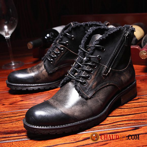 Chaussure Pour Homme Marine Bottes Courtes Homme Mode Rétro Bureau