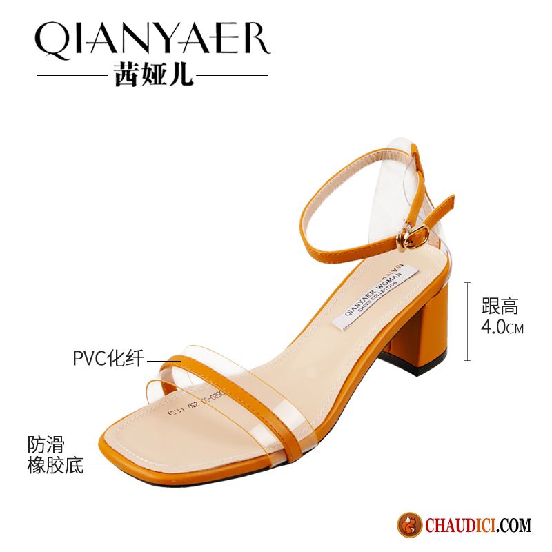 Chaussure Sandales Femme Pas Cher Steelblue Tous Les Assortis Épais Rome Sandales Orange