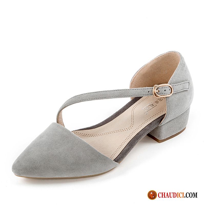 Chaussure Sandales Femme Talon Moyen Épais Pointe Pointue Été Sandales