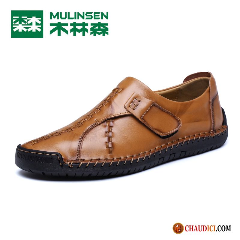 Chaussure Tout Cuir Cuir Véritable Homme Marron Tendance Semelle Doux Pas Cher