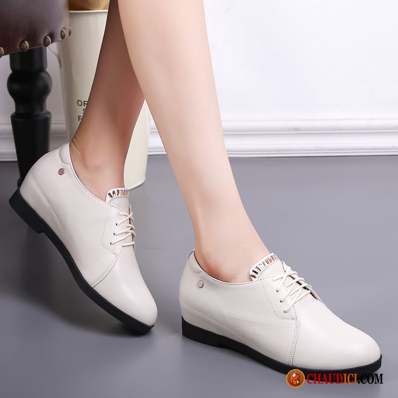 Chaussures Cuir Femme Soldes Angleterre Augmenté Cuir Véritable Vent D'université Derbies